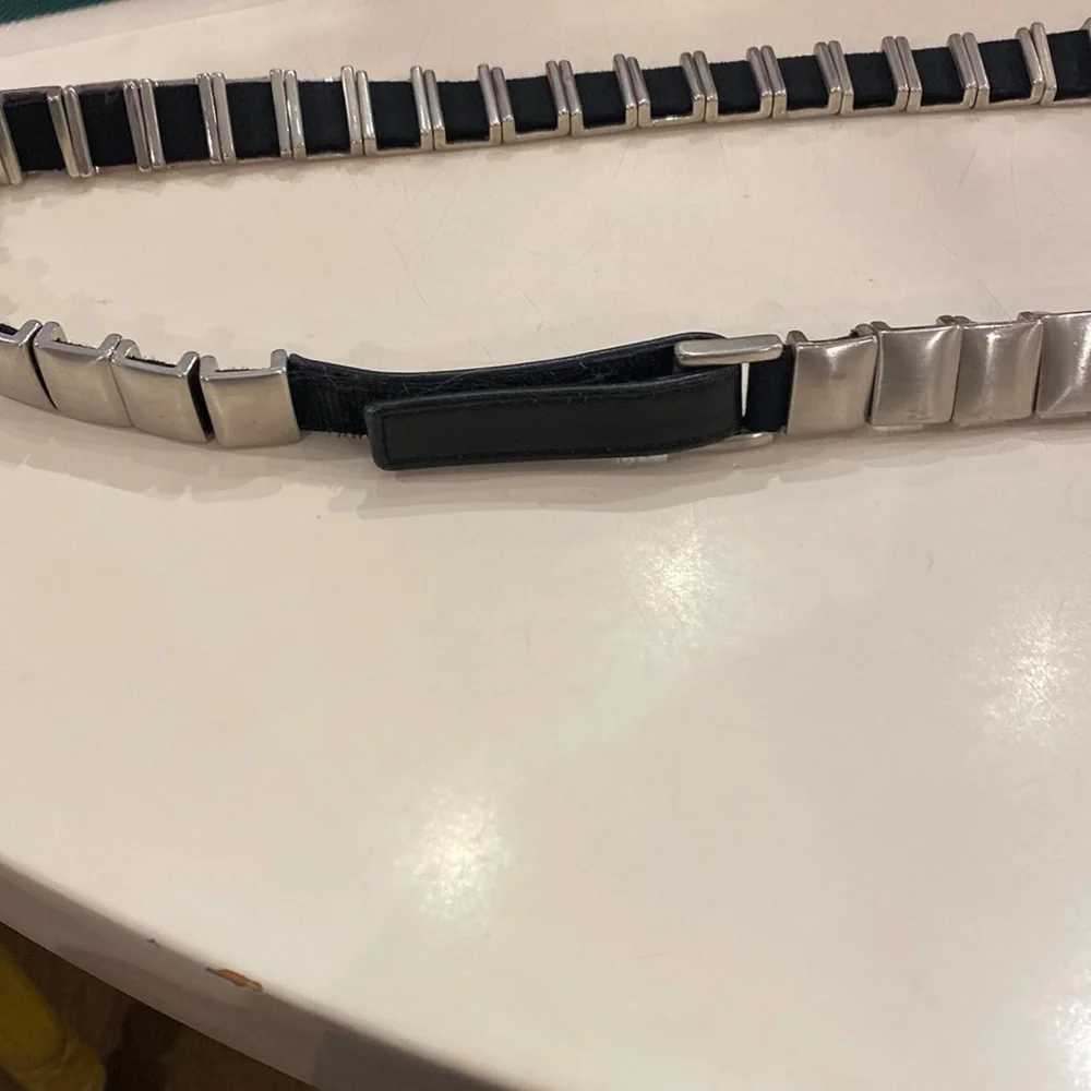 Fibel Italian‎ Belt.  Silver and Black.